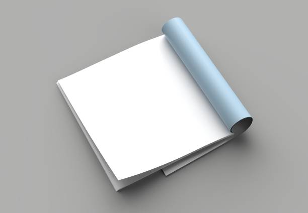 istock Square magazine, brochure or catalog mock up isolated left page on gray background. 3d illustration 1015332622