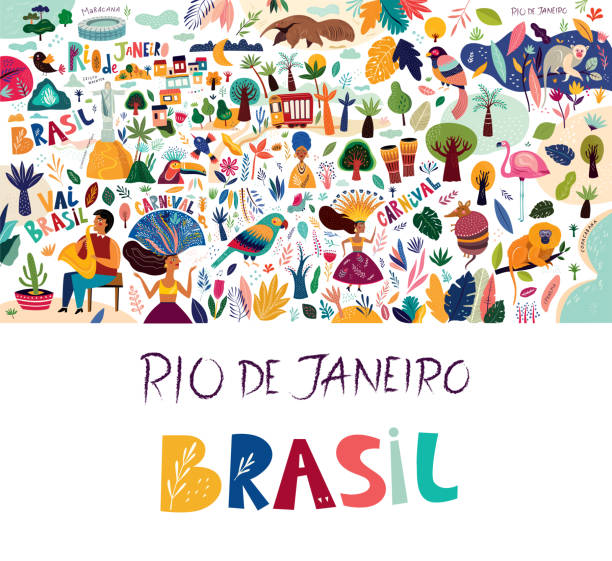브라질 기호 - 사육제 일러스트 stock illustrations