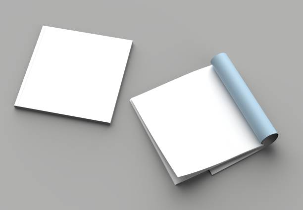 istock Square magazine, brochure or catalog mock up isolated left page on gray background. 3d illustration 1015335862