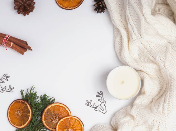 istock Winter decor and white knitted sweater 1015335936