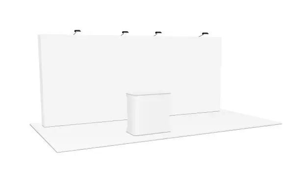 Vector illustration of Rectangular pop up display system & podium