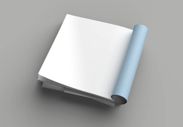 istock Square magazine, brochure or catalog mock up isolated left page on gray background. 3d illustration 1015336592