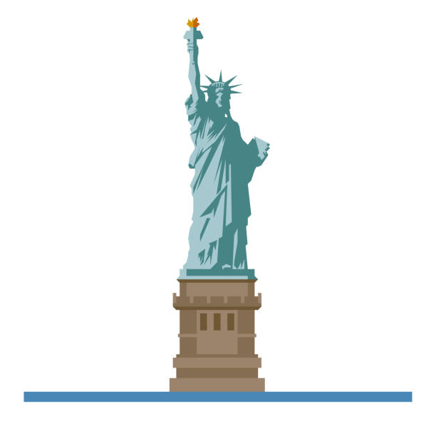 illustrazioni stock, clip art, cartoni animati e icone di tendenza di icona vettoriale isolata del design piatto statua della libertà a new york - statue of liberty