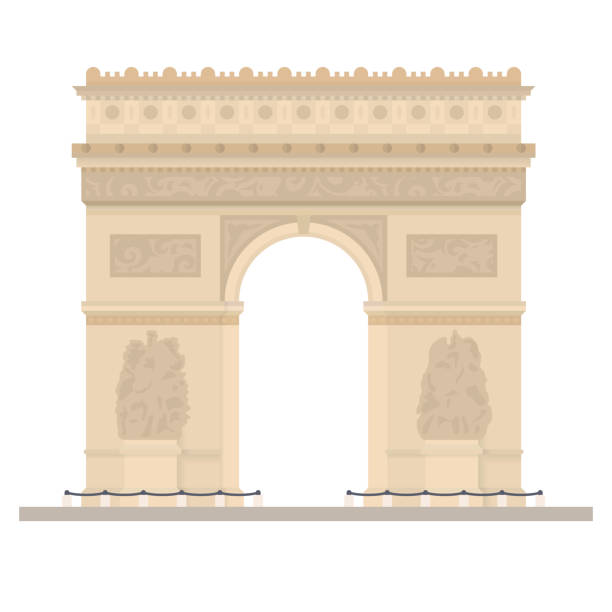 stockillustraties, clipart, cartoons en iconen met triomfboog in parijs, frankrijk, platte ontwerp vectorillustratie - arc de triomphe