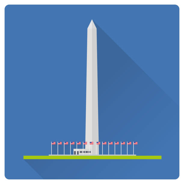 ilustraciones, imágenes clip art, dibujos animados e iconos de stock de ilustración de vector de monumento de washington diseño plano sombra - the mall illustrations