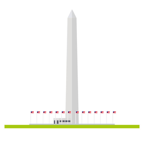 Washington monument flat design isolated vector icon Flat design isolated vector icon of the Washington Monument or Obelisk at Washington, D.C. national monument stock illustrations