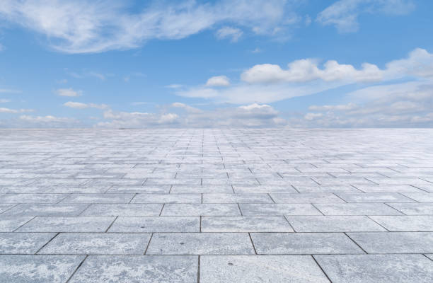 istock Empty,square,floor,tiles,and,beautiful,sky,landscape 1015351068