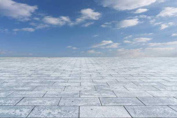 istock Empty,square,floor,tiles,and,beautiful,sky,landscape 1015353716