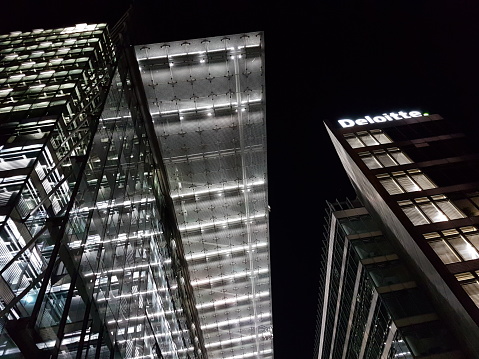 Germany, Berlin: July 28, 2018: Deloitte Company Building in Germany Berlin .\nLocation: Kurfürstendamm 23, 10719 Berlin, Germany.\n\