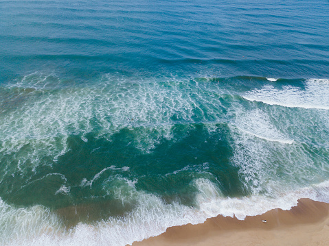Aerial view to Fantastic waves and beach