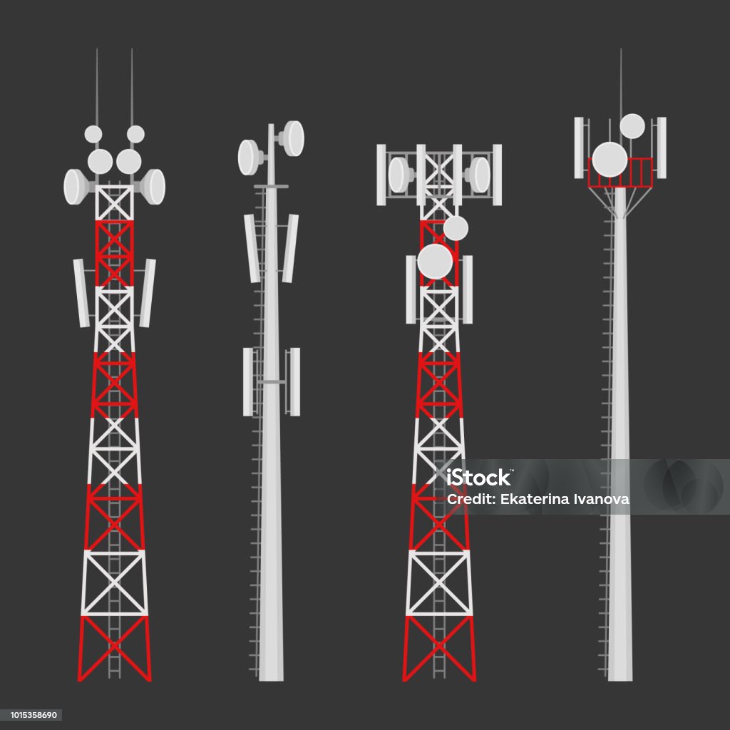 携帯電話無線鉄塔ベクター セット - 通信塔のロイヤリティフリーベクトルアート