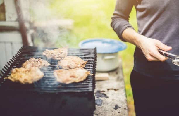 istock Chicken meat on barbecue grill 1015361296