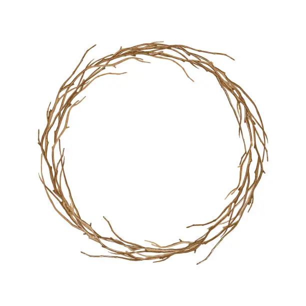 Vector illustration of Round frame of twisted branches.
