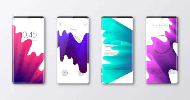 Vector illustration of Modern smartphone templates isolated on white - UI and trendy backgrounds