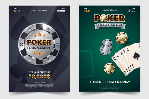 Casino poker tournament invatation design. Gold text with playing chip and cards. Poker party a4 flyer template. Applicable for promotion poster, banner. Vector illustration. Casino poker tournament invatation design. Gold text with playing chip and cards. Poker party a4 flyer template. Applicable for promotion poster, banner. Vector illustration. poker stock illustrations
