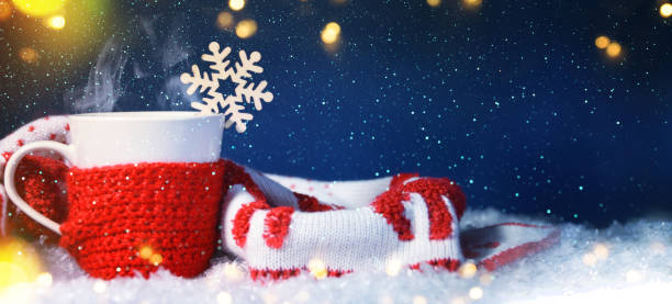 istock Hot cup, Christmas holiday background 1015370386
