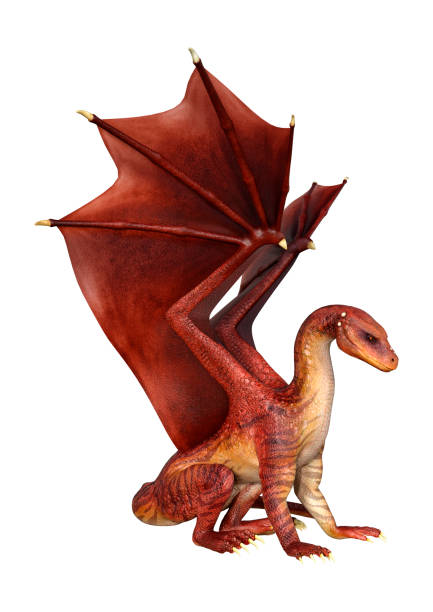istock 3D illustration red fairy tale dragon on white 1015370890