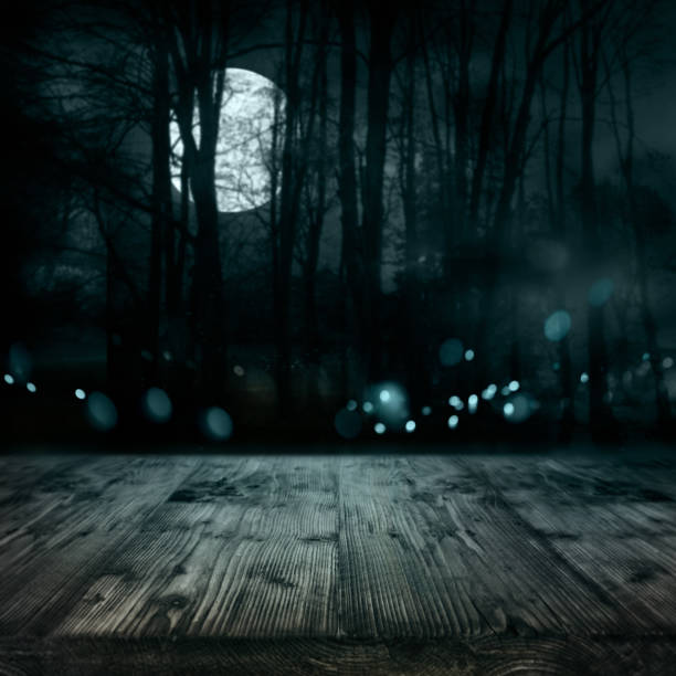 istock Dark moon with wooden planks 1015377974
