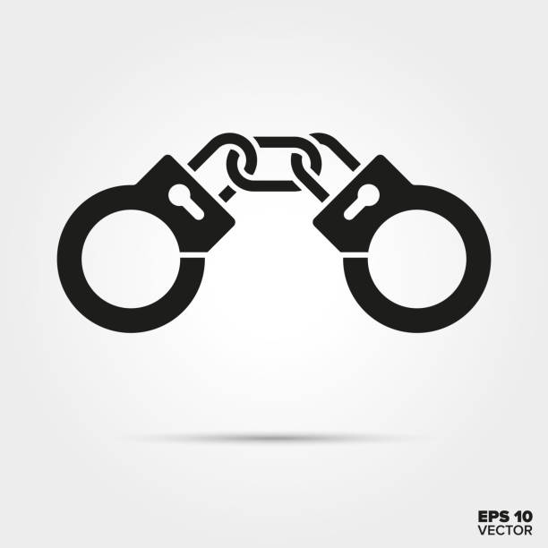 Handcuffs vector icon Handcuffs glyph icon vector. Law enforcement and criminal justice symbol. cuff stock illustrations