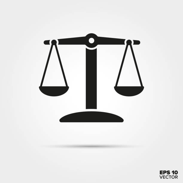 Scales in balance vector icon balanced scales glyph icon vector. Law enforcement and criminal justice symbol. criminal justice stock illustrations