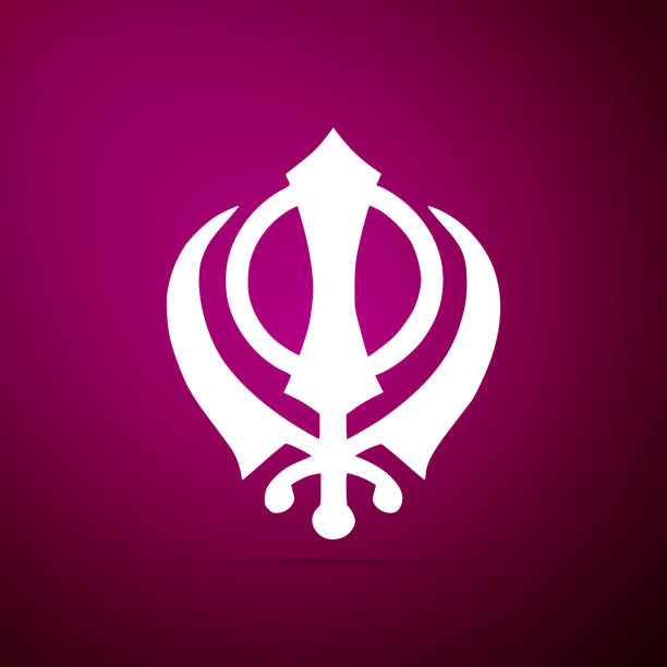 istock Sikhism religion Khanda symbol icon isolated on purple background. Khanda Sikh symbol. Flat design. Vector Illustration 1015379068