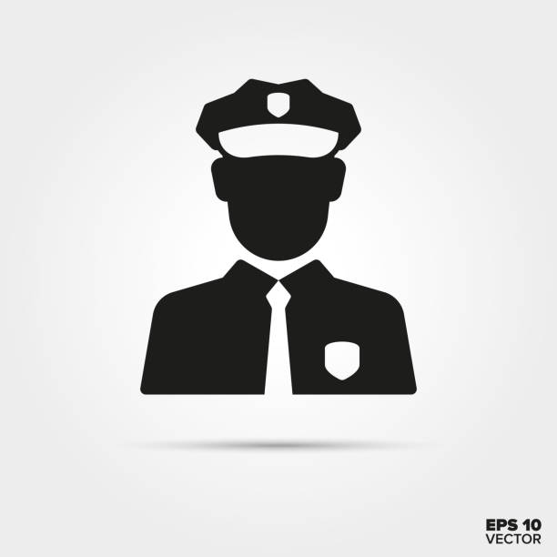 ilustraciones, imágenes clip art, dibujos animados e iconos de stock de policeman vector icono - policía