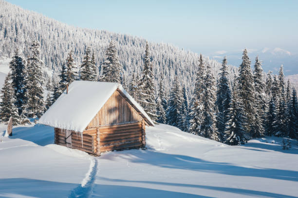 istock Fantastic landscape with snowy house 1015382252