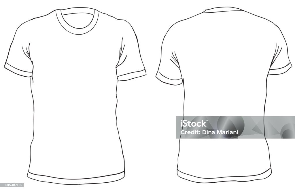 Vector Illustration Blank Tshirt Front And Back Views Isolated On White ...
