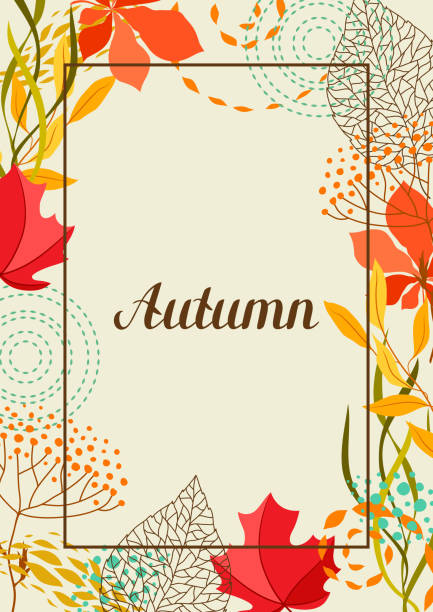 rama z opadającymi liśćmi - vector plant autumn season stock illustrations