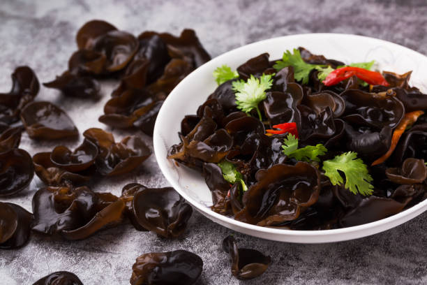 Chinese cuisine Black fungus Chinese cuisine ,Black Fungus in Sauce auriculariales photos stock pictures, royalty-free photos & images