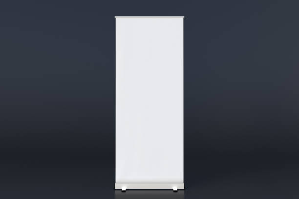 istock blank roll up banner display stands on black 1015417002
