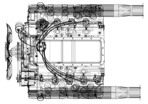 Engine Design Architect Blueprint - isolated