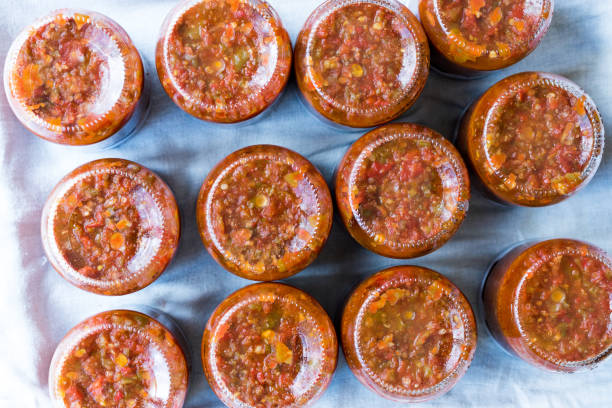 istock Homemade Preserved Tomato Paste Sauce in Glass Jar. 1015437300