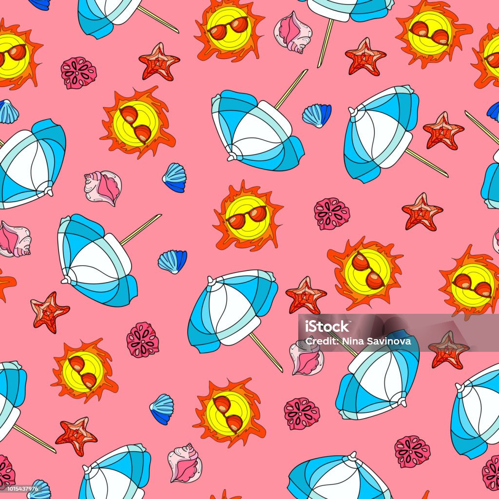 Colorful Beachy Pattern Cute Bright And Colorful Summer Beach Seamless Pattern Vector Stock ...