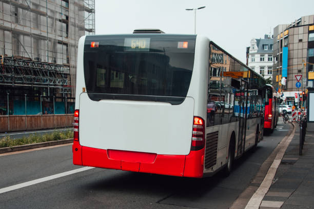 istock Rear view of bus 1015439042