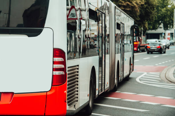 istock Rear view of bus 1015439076