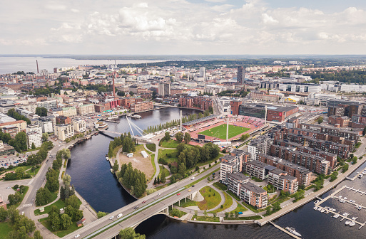 Aerial view of Tampere, one of the biggest cities in Finland