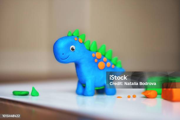 Childrens Creativity Figurine Of Plasticine Toy Animal Dinosaur Stock Photo - Download Image Now