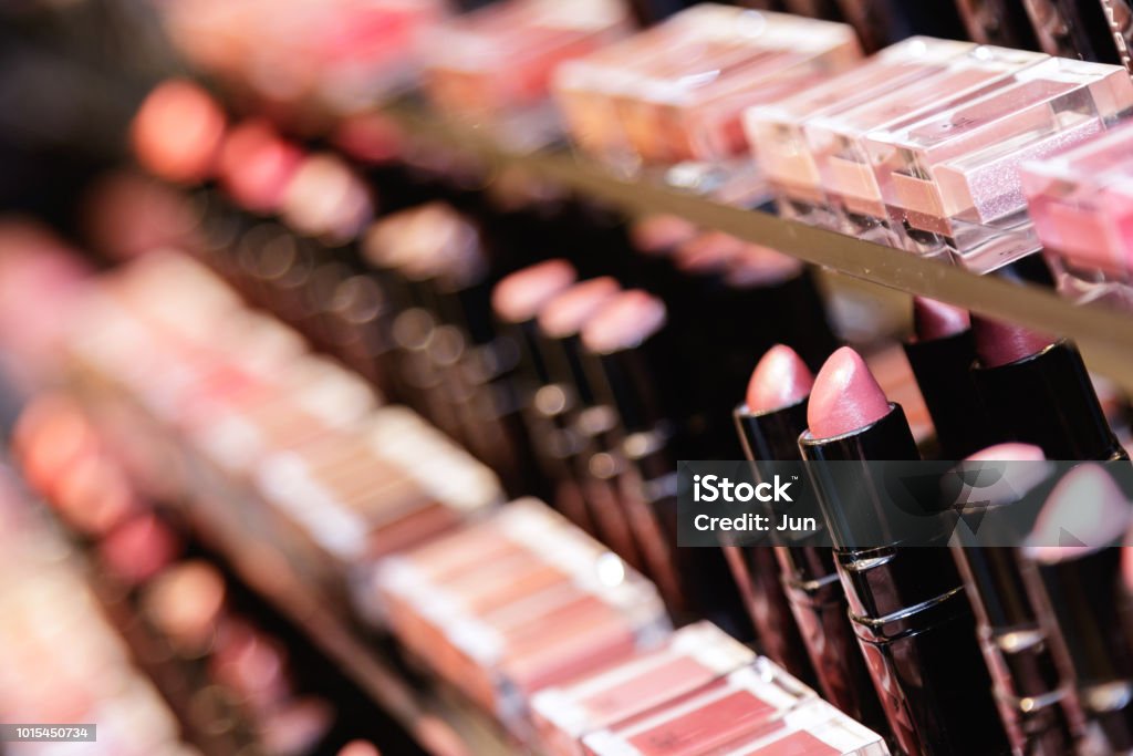 Testers of different lipsticks Testers of different lipsticks in the cosmetic store Make-Up Stock Photo