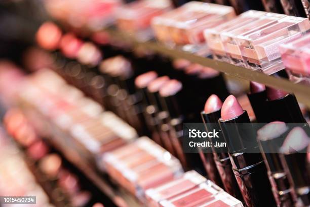 Testers Of Different Lipsticks Stock Photo - Download Image Now - Make-Up, Stage Make-Up, Store