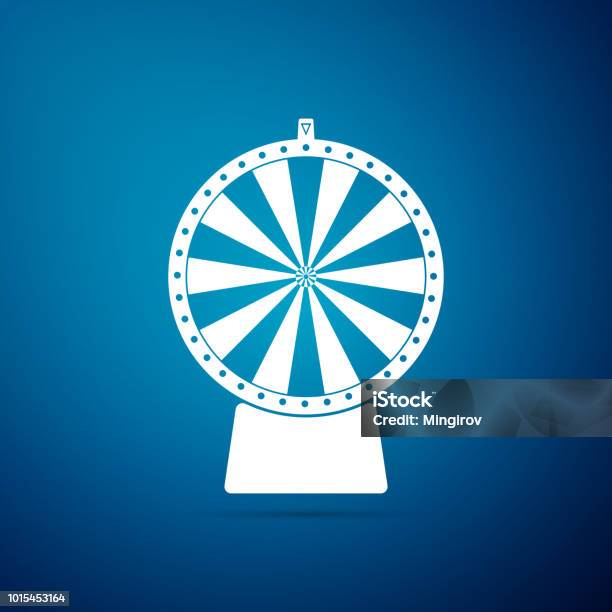 Lucky Wheel Icon Isolated On Blue Background Flat Design Vector Illustration Stock Illustration - Download Image Now