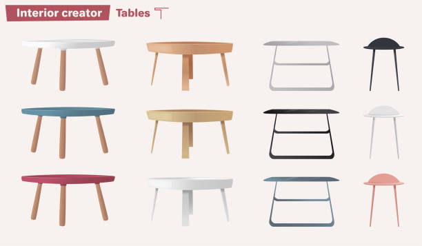 テーブルのセット。漫画のベクトル図 - small table点のイラスト素材／クリップアート素材／マンガ素材／アイコン素材