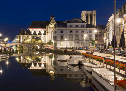 Medieval Gent at night, Belgium