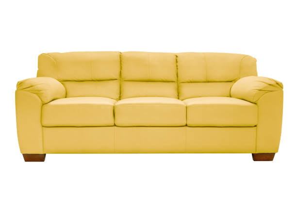 istock Three seats cozy leather sofa isolated on white background 1015461414