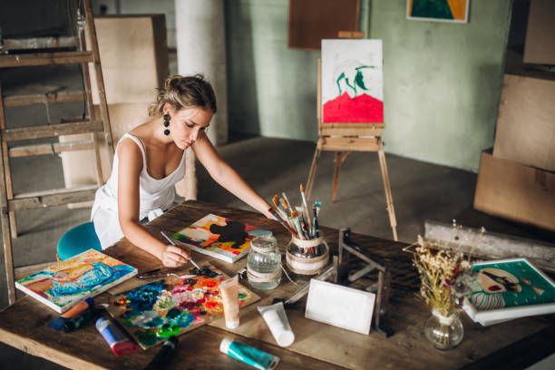 istock Painting and drawing in art studio 1015480684