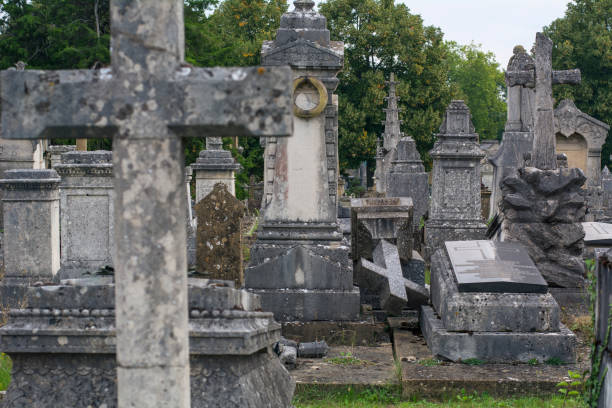istock One grey fallen cross on the french cemetery 1015482126