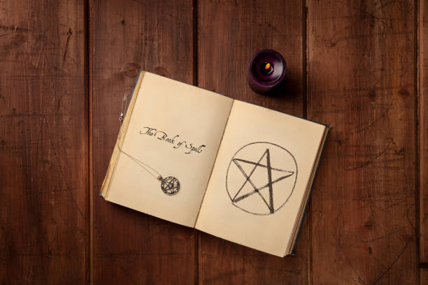 istock An overhead photo of a grimoire with pentacles and copy space 1015483184