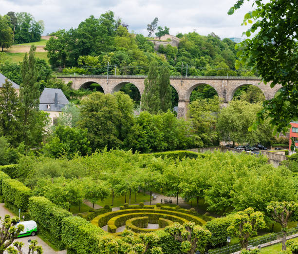 istock Luxembourg cityscape view from top with many trees in summer 1015495972