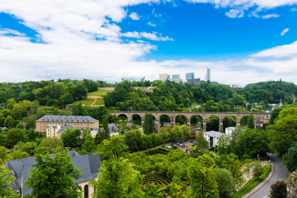 istock Luxembourg cityscape view from top with many trees in summer 1015496188