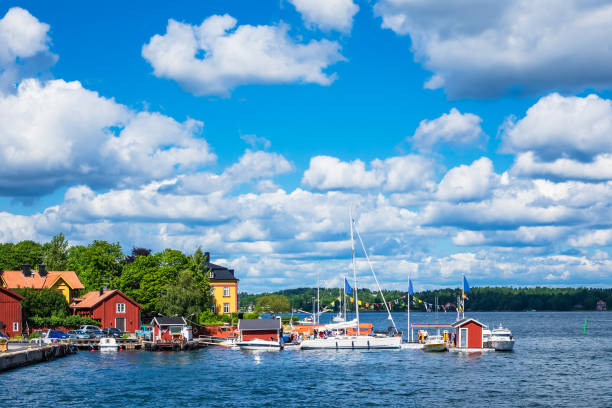 Archipelago on the Baltic Sea coast in Sweden stock photo